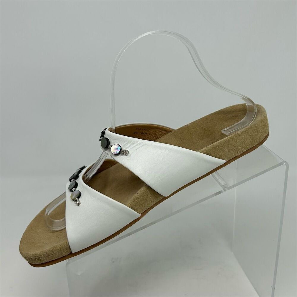 Jack Rogers Women's White Leather Beaded Slide Sandals Size 9M Casual Summer - Picture 3 of 12